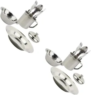 Stainless Steel Silver Portable Tableware Outdoor Tableware Camping Utensils Picnic Pot