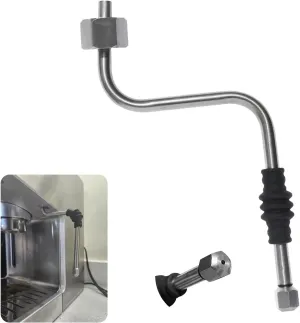 Stainless Steel Steam Wand Upgrade with One Hole Tip Nuzzle, Heat Insulating Rubber Sleeve, Coffee Steam Pipe, Fit for Rancilio Silvia V1/V2, Gaggia Classic, Delonghi Stilosa Espresso Machine