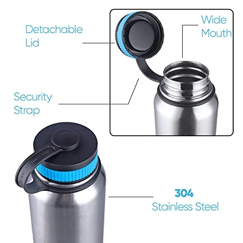 Stainless Steel Water Bottle w/ Nested Camping Cup & Lid for Bug Out Bag