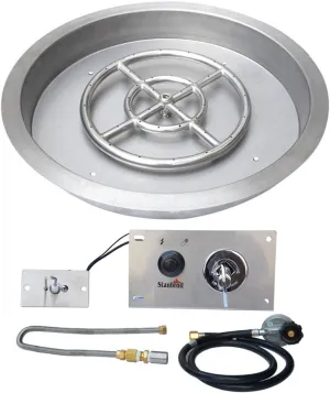 Stanbroil 19 Inch Round Drop-in Fire Pit Pan with Spark Ignition Kit, Propane Gas Version, Rated for up to 92,000 BTU’s