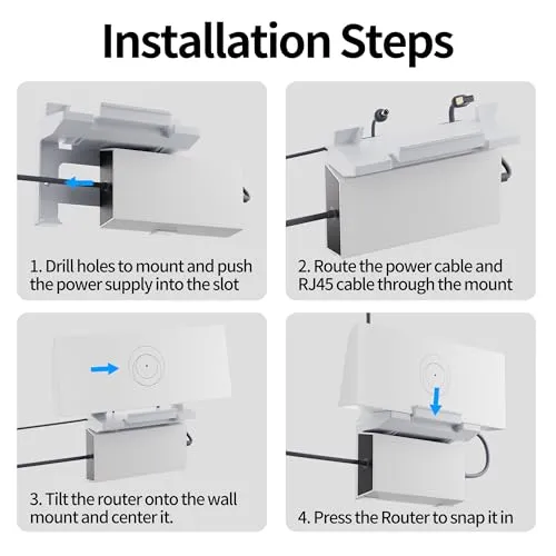 Starlink Cable Routing Kit for Gen 2 Gen 3 Starlink Cable Grommets Wall Pass Through Tool Kit   Starlink Gen 3 Router Mount, 2 in 1 Wall Mount for Starlink Standard Router and Power Supply