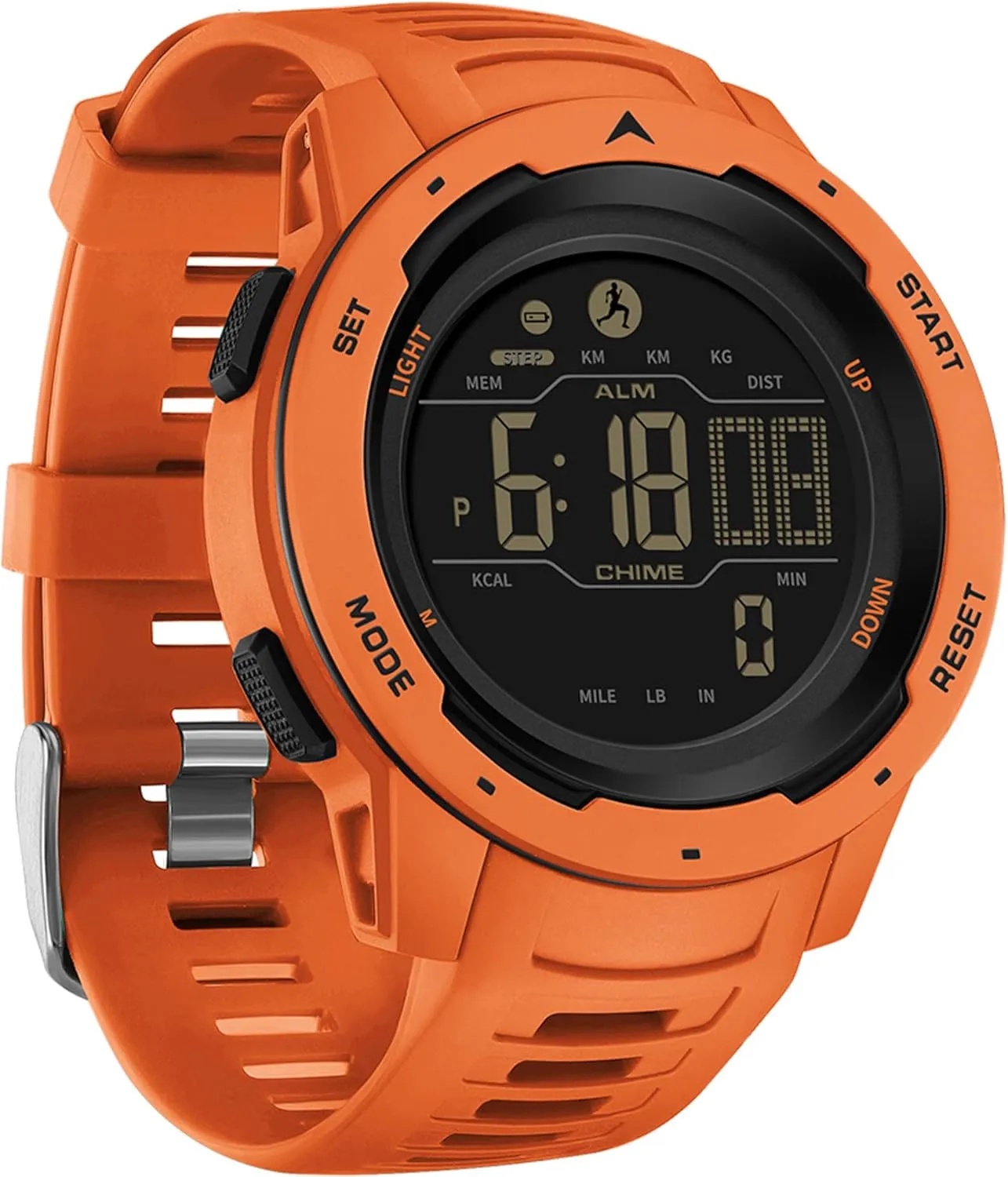 Step Counter Fitness Tracker Watches for Men, Men's Digital Sports Yellow Watch IP68 Waterproof with Pedometer Calorie Dual Time Countdown Stopwatch, Tactical Military Outdoor Survival Hiking
