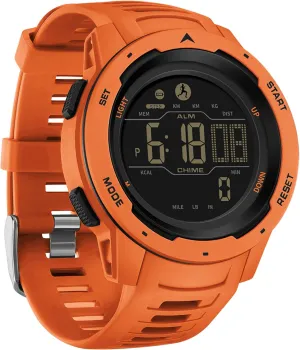 Step Counter Fitness Tracker Watches for Men, Men's Digital Sports Yellow Watch IP68 Waterproof with Pedometer Calorie Dual Time Countdown Stopwatch, Tactical Military Outdoor Survival Hiking