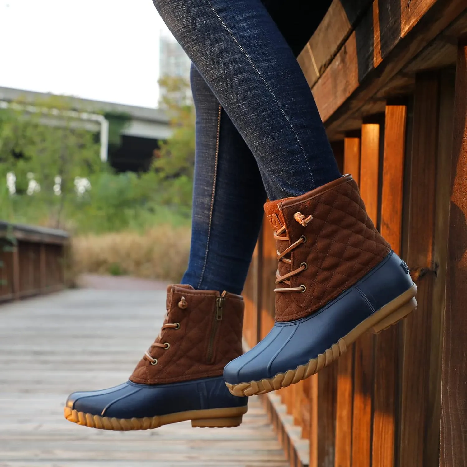 STQ Duck Boots for Women Waterproof Winter Boots Quilted Snow Boots
