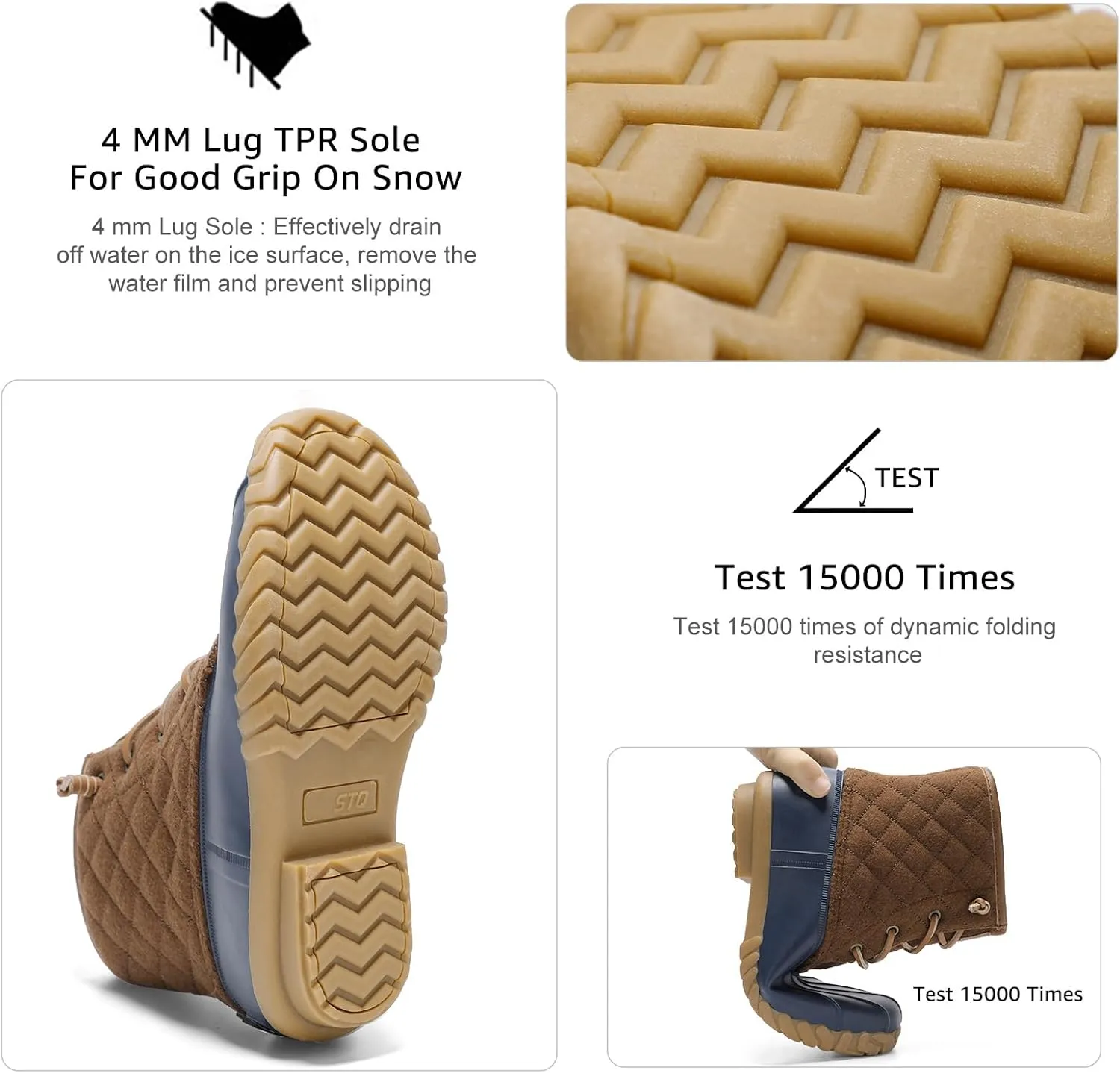 STQ Duck Boots for Women Waterproof Winter Boots Quilted Snow Boots