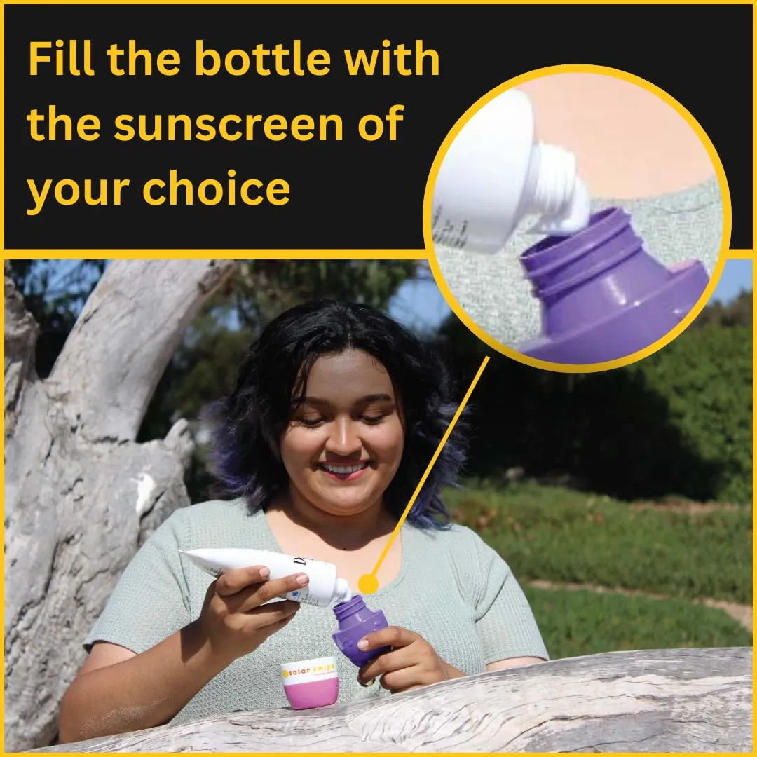 Sunscreen Applicator - Refillable Roll On for Kids & Adults Mess-Free Sunscreen Roller & Sponge Dispenser Portable Sun Protection, Ideal for Travel & Outdoor Use (Olive & Purple)