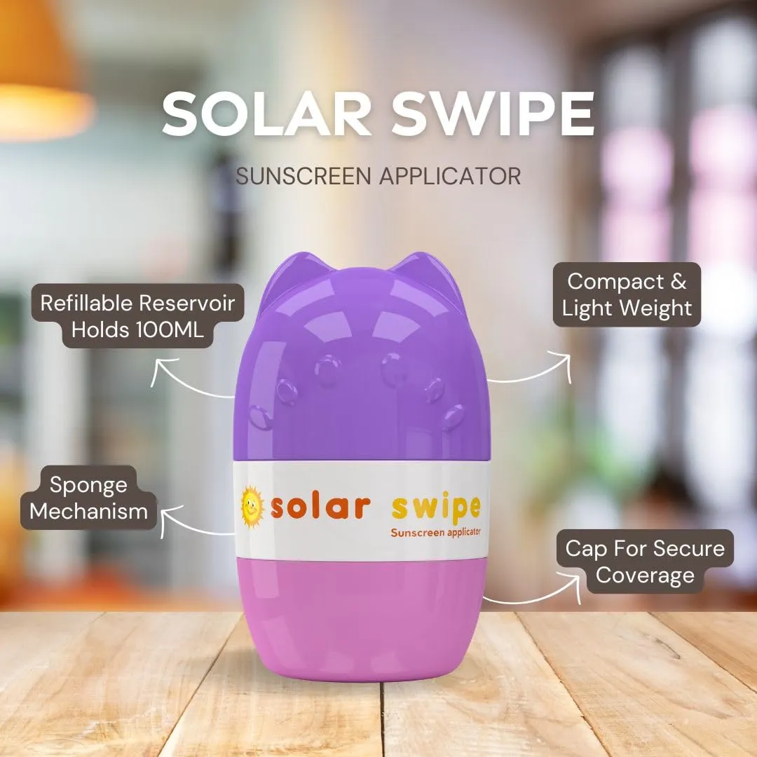 Sunscreen Applicator - Refillable Roll On for Kids & Adults Mess-Free Sunscreen Roller & Sponge Dispenser Portable Sun Protection, Ideal for Travel & Outdoor Use (Olive & Purple)