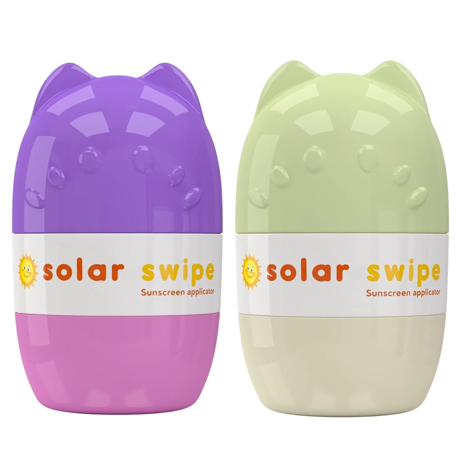 Sunscreen Applicator - Refillable Roll On for Kids & Adults Mess-Free Sunscreen Roller & Sponge Dispenser Portable Sun Protection, Ideal for Travel & Outdoor Use (Olive & Purple)