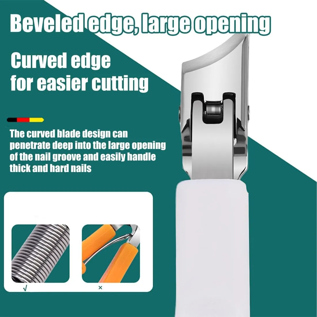 Super Sharp Oblique Nail Clippers, Slanted Nail Clippers for Ingrown Toenails, Wide Jaw Opening Anti-Splash Slanted Nail Clipper for Thick Nails, Seniors&ingrown (2Pcs-A)