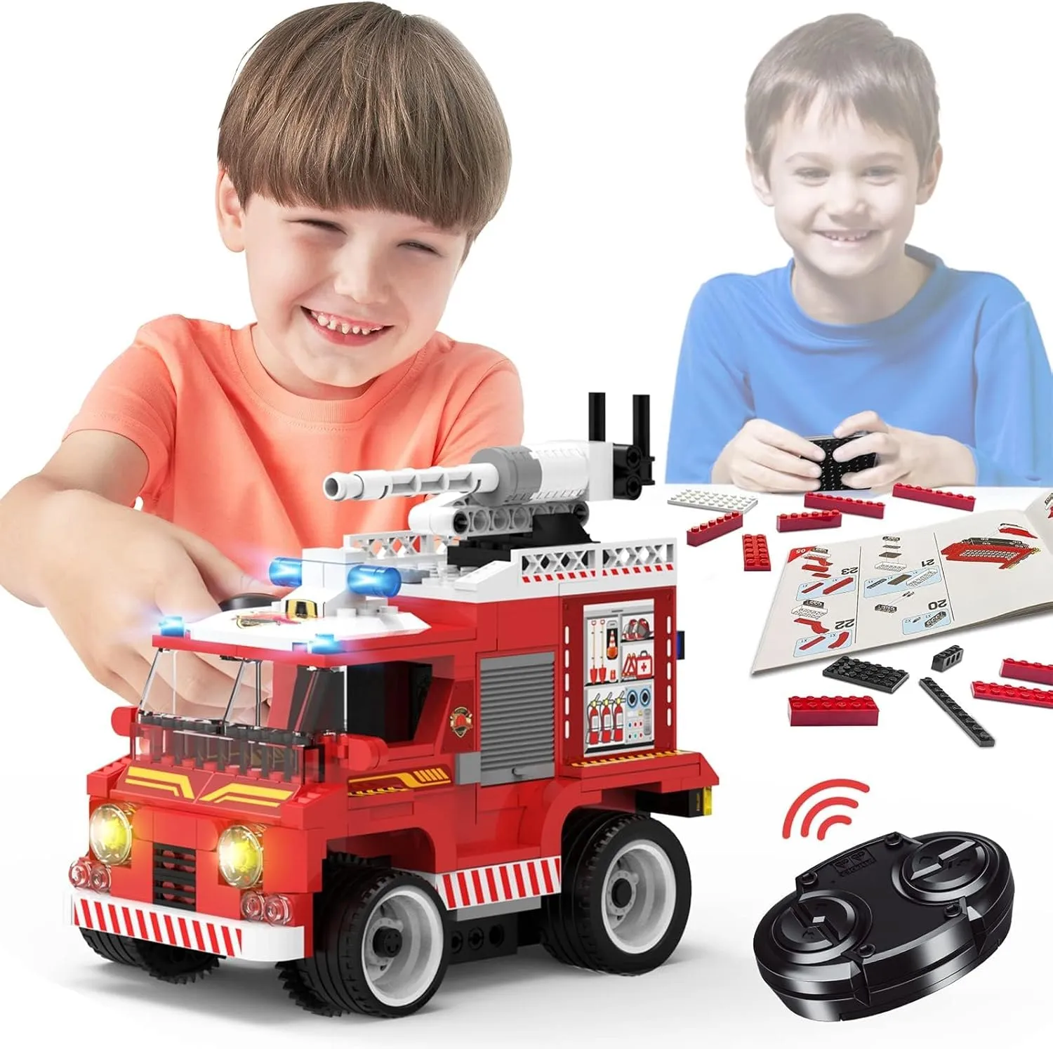 Super Wings Building Toys - Stem Toys for Kids Age 8  - 296 Pcs Building Kits Remote Control Car - RC Cars Birthday Gifts for Kids - Wise Block RC Emergency Truck