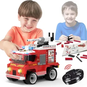 Super Wings Building Toys - Stem Toys for Kids Age 8  - 296 Pcs Building Kits Remote Control Car - RC Cars Birthday Gifts for Kids - Wise Block RC Emergency Truck