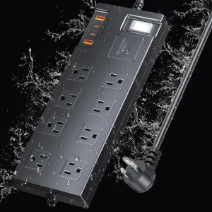 Surge Protector Power Strip Waterproof, Outdoor Extension Cord Multiple Outlets with USB A   C Fast Charging, Waterproof Electrical Box Electrical Outlet Box Extender Power Strip 6ft 10ft 15ft 20ft