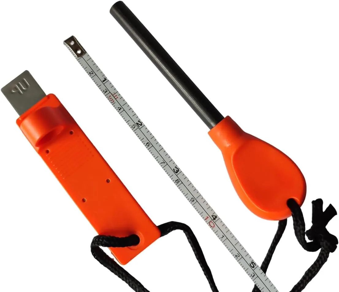 Survival Fire Starter, Ergonomically Designed Waterproof and Windproof Ferro Rod with Striker