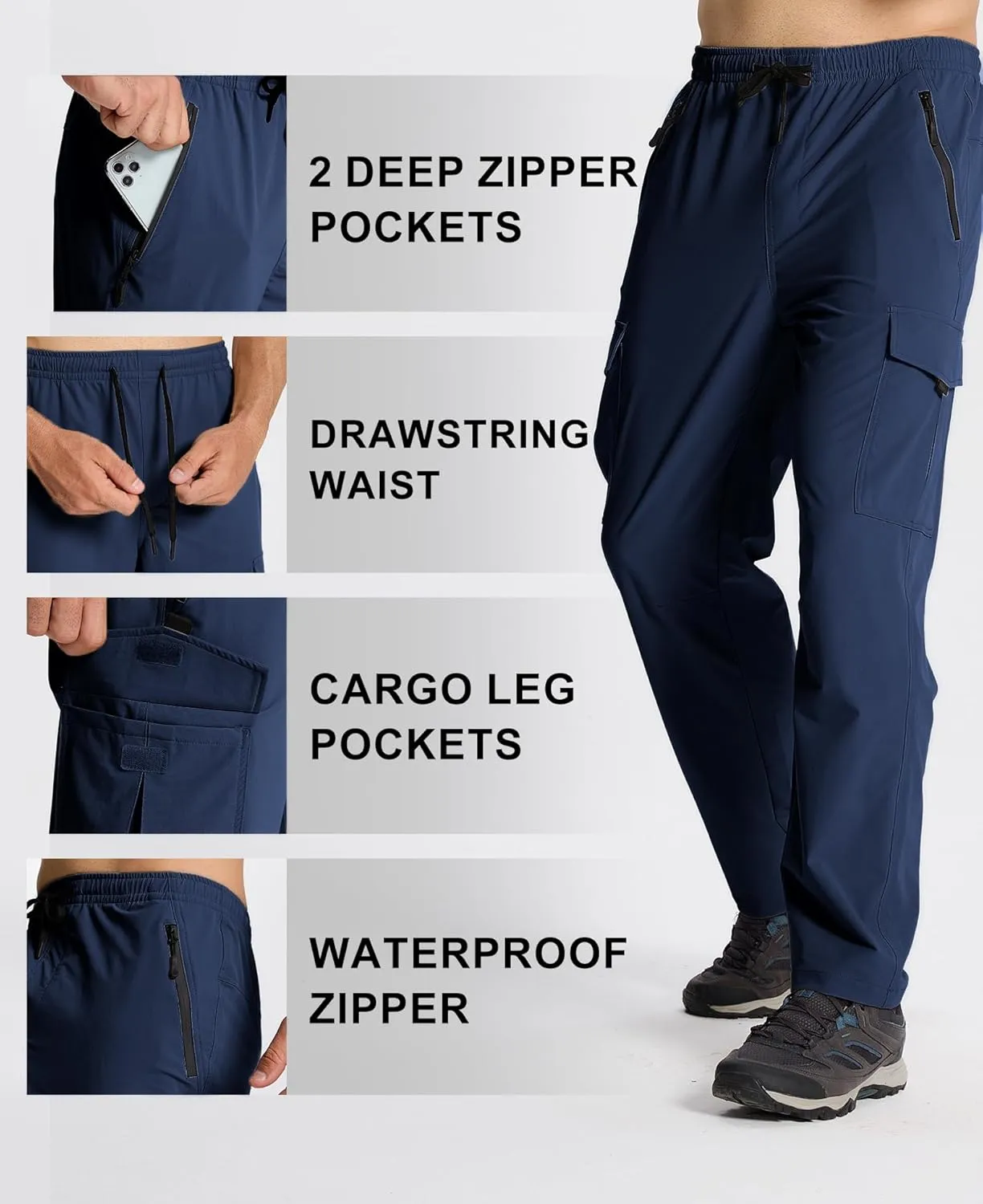 Susclude Waterproof Hiking Pants Men Lightweight Quick Dry Men's Hiking Pants