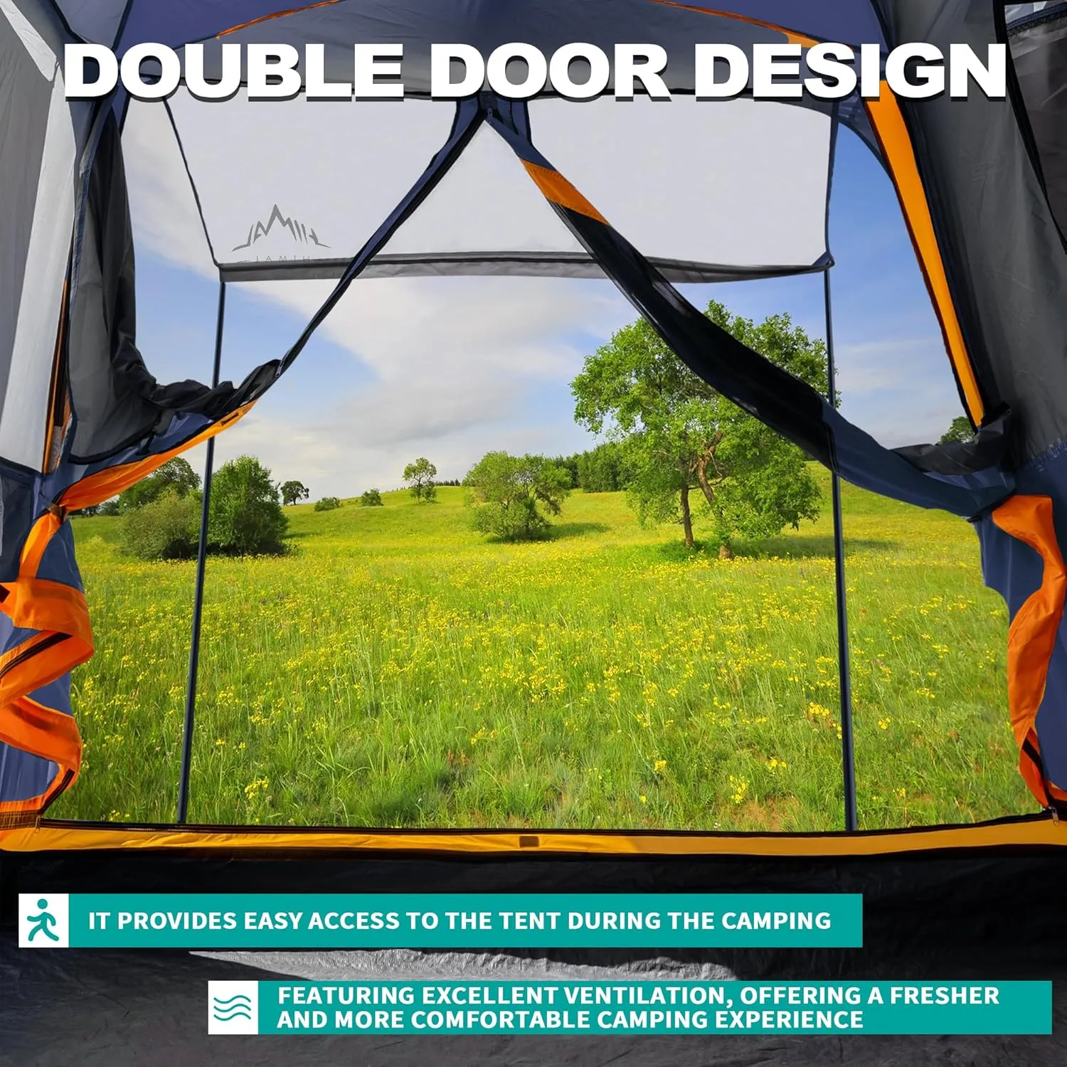 SUV Tent for Camping, Waterproof PU3000mm Spacious Double Layer Design for 5-8 Person, Includes Rainfly and Storage Bag, 8FT L x 8FT W x 7.2FT H (Deep Blue)