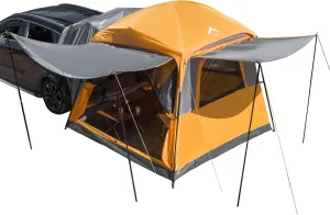 SUV Tent for Camping, Waterproof PU3000mm Spacious Double Layer Design for 5-8 Person, Includes Rainfly and Storage Bag, 8FT L x 8FT W x 7.2FT H (Orange)