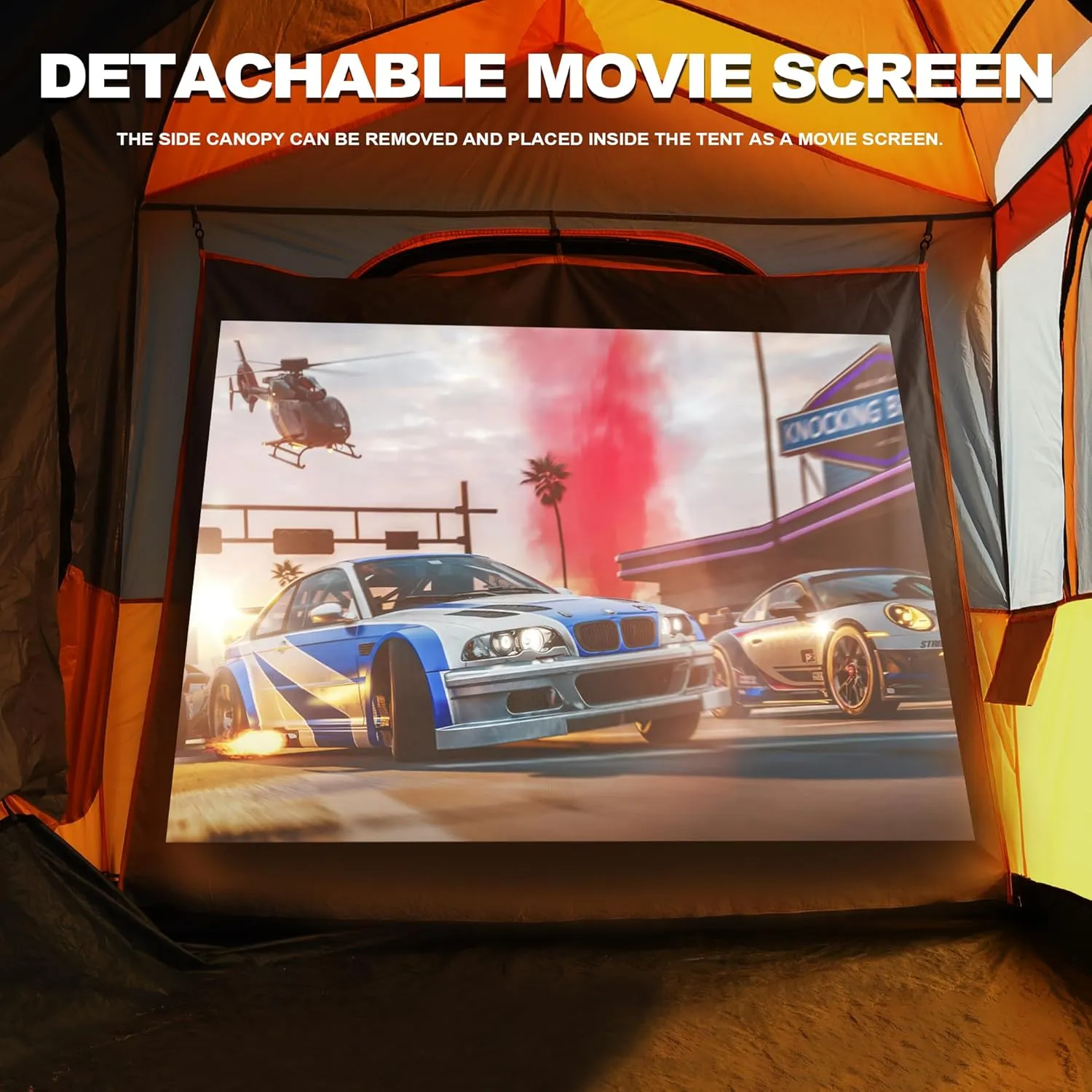 SUV Tent for Camping, Waterproof PU3000mm Spacious Double Layer Design for 5-8 Person, Includes Rainfly and Storage Bag, 8FT L x 8FT W x 7.2FT H (Orange)