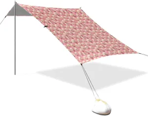 Sweet Dogs Face Pink Beach Canopy UPF50 Easy Setup Outdoor Sun Shade with Sand Pockets for Camping, Picnics, Backyard