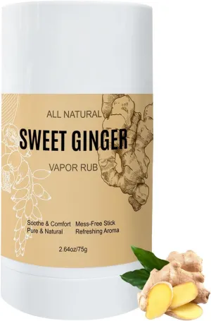 Sweet Ginger Vapor Rub Stick – All-Natural Herbal Balm with Ginger & Peppermint, Plant-Based Formula, Easy-to-Use Stick Design (1)