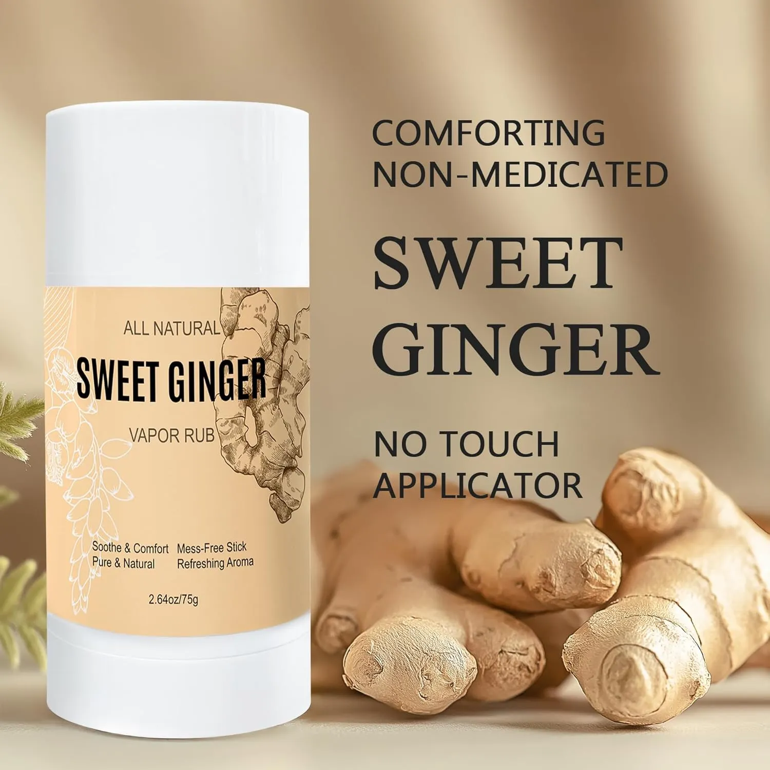 Sweet Ginger Vapor Rub Stick – All-Natural Herbal Balm with Ginger & Peppermint, Plant-Based Formula, Easy-to-Use Stick Design (1)