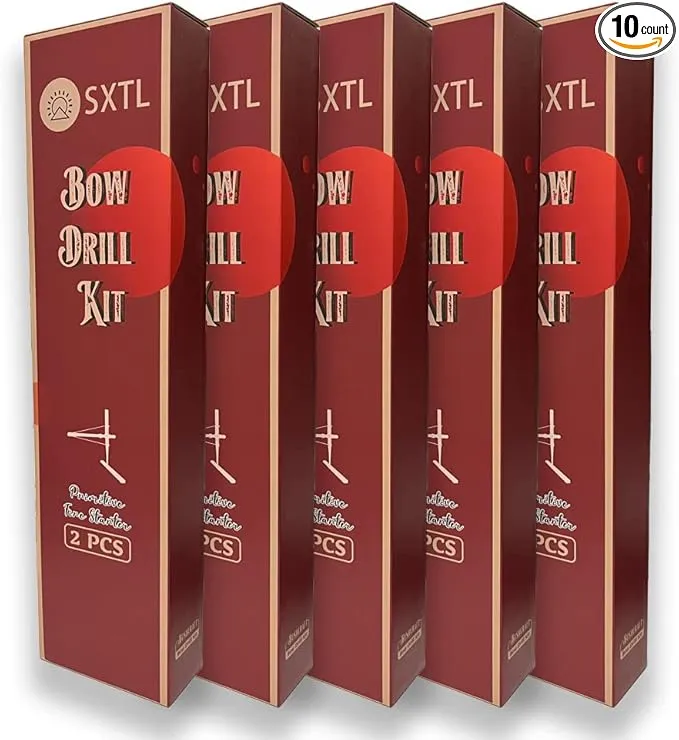 SXTL Bow Drill Fire Starter Kit Outdoor Survival Practice Tool, Friction Fire Starter for Scout, Backpacking and Camping, Survival Training and Teaching