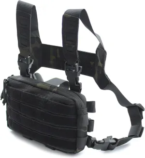 Tactical Chest Rig Bag Molle Organizer Pouch Utility Recon Kit Front Pack Multi-Purpose Daypack Concealed Carry Bag for Outdoor Hunting Hiking Fishing 1000D Waterproof (Black camo)
