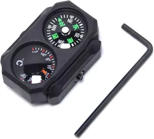 Tactical Compass & Thermometer 2-in-1 for Outdoor Survival - Universal 20MM Adjustible Rail Mount | Weatherproof Hiking Navigation Tool | Camping, Hunting, Airsoft Essentials (Black)