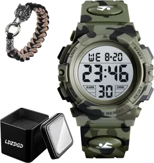 Tactical Digital Watch Waterproof 50M with LED Backlight, Stopwatch, Alarm, Shock Resistant Design for Outdoor Sports, Hiking, Running, and Everyday Wear