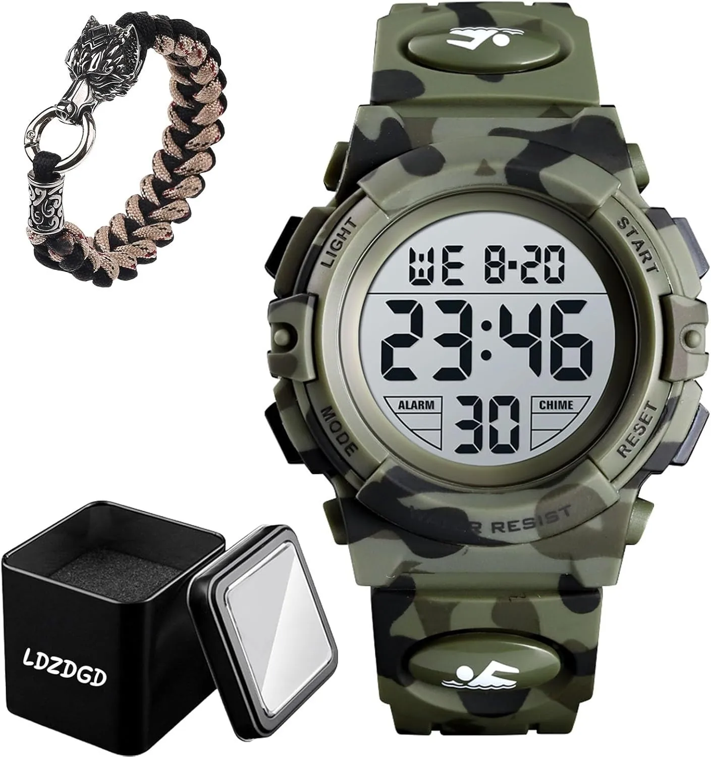 Tactical Digital Watch Waterproof 50M with LED Backlight, Stopwatch, Alarm, Shock Resistant Design for Outdoor Sports, Hiking, Running, and Everyday Wear