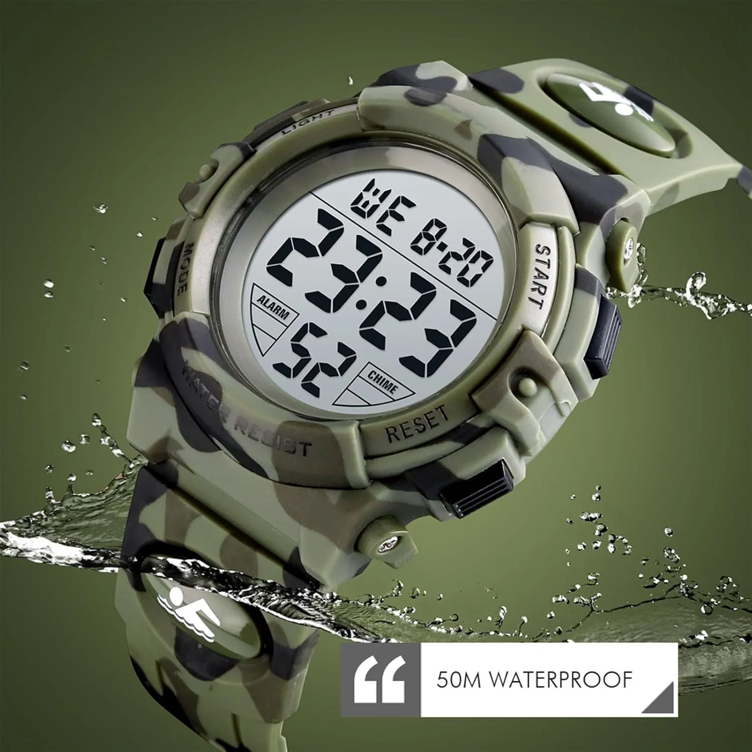 Tactical Digital Watch Waterproof 50M with LED Backlight, Stopwatch, Alarm, Shock Resistant Design for Outdoor Sports, Hiking, Running, and Everyday Wear