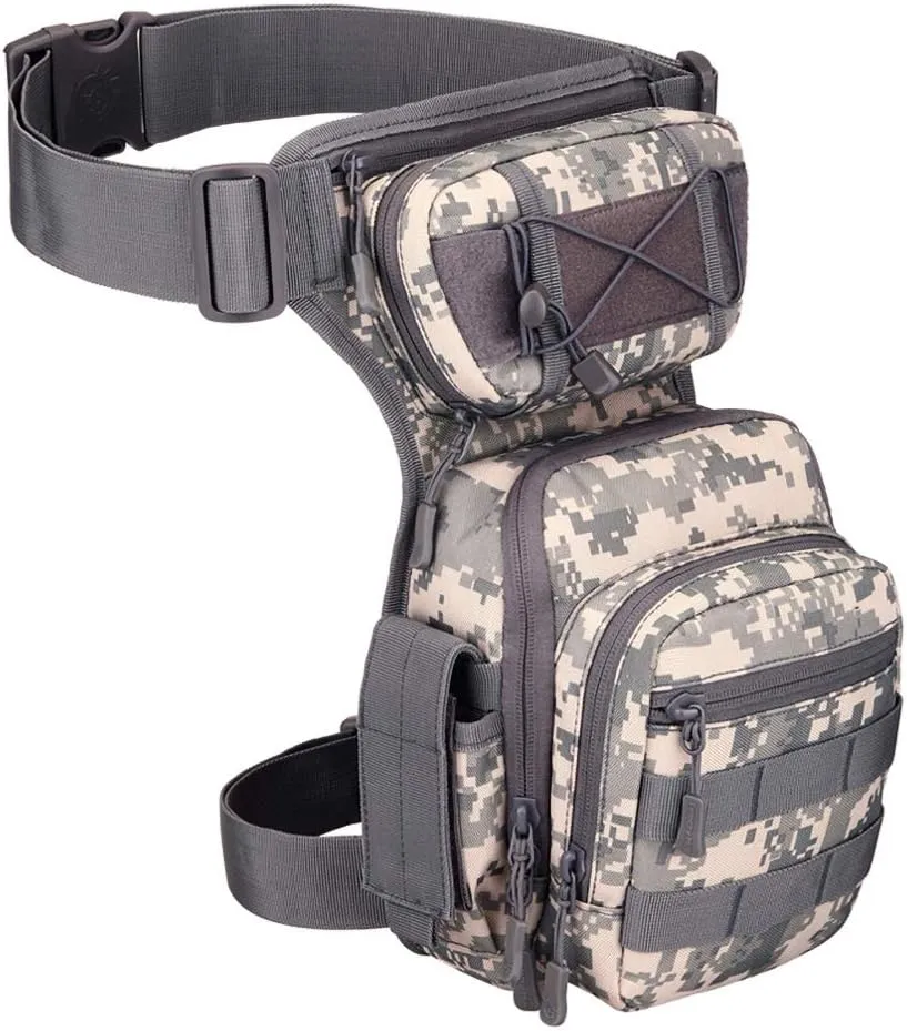 Tactical Drop Leg Bag for Men Women Military Thigh Pouch Outdoor Motorcycle Riding Hiking Waist Fanny Pack Travel Bag, Acu
