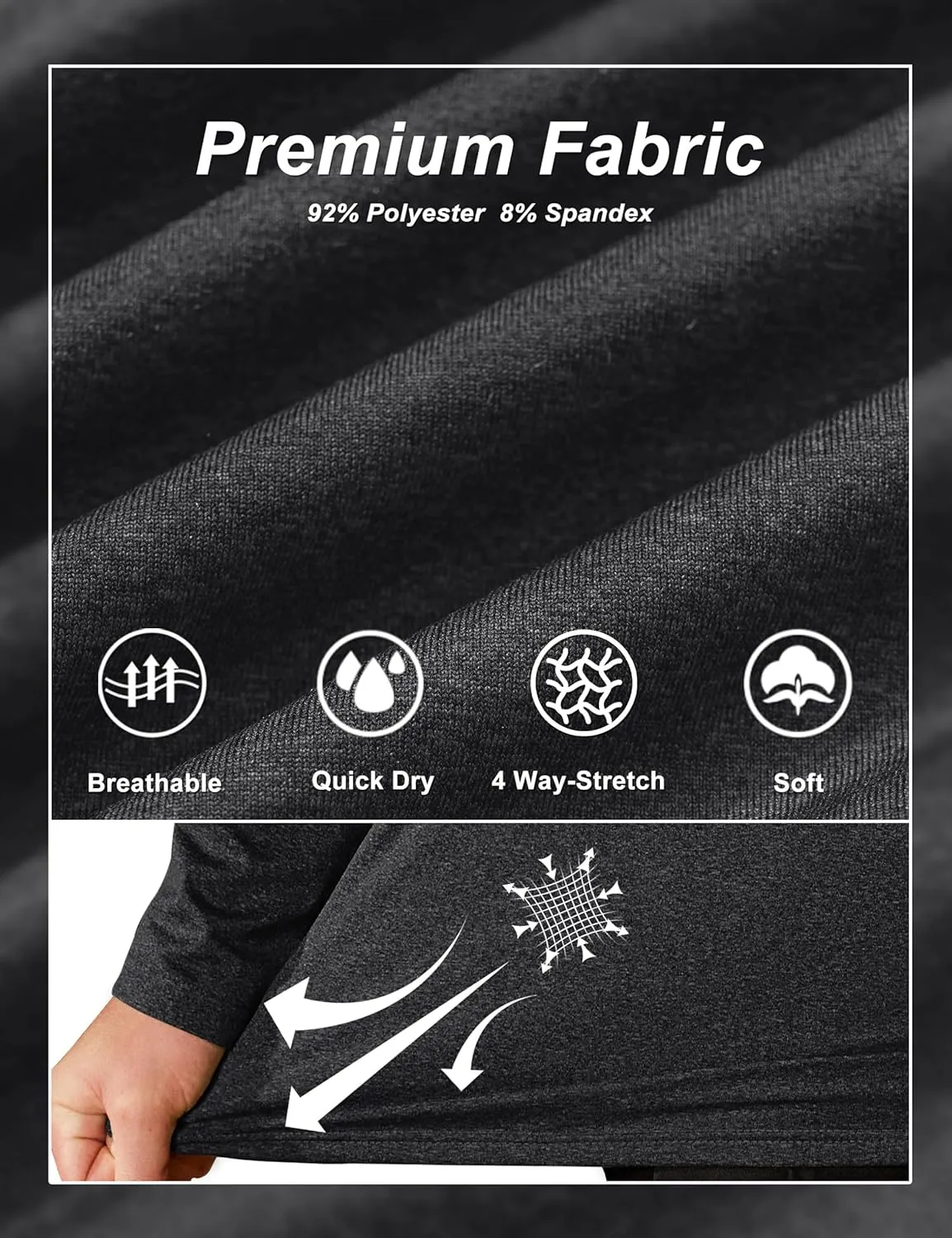 TACVASEN Men's Quarter Zip Up Pullover Long Sleeve Sweatshirt 1/4 Zip Golf Shirt Winter Fleece Lined Thermal Pullover