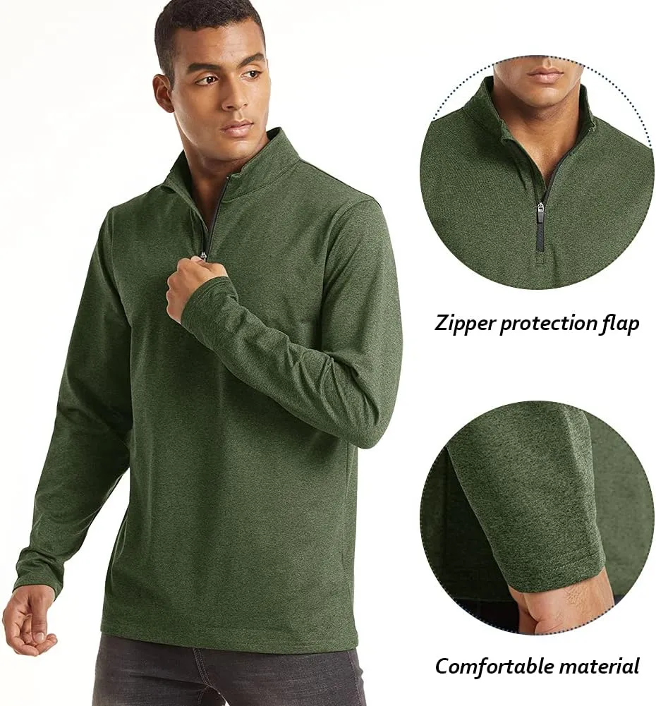 TACVASEN Men's Quarter Zip Up Pullover Long Sleeve Sweatshirt 1/4 Zip Golf Shirt Winter Fleece Lined Thermal Pullover