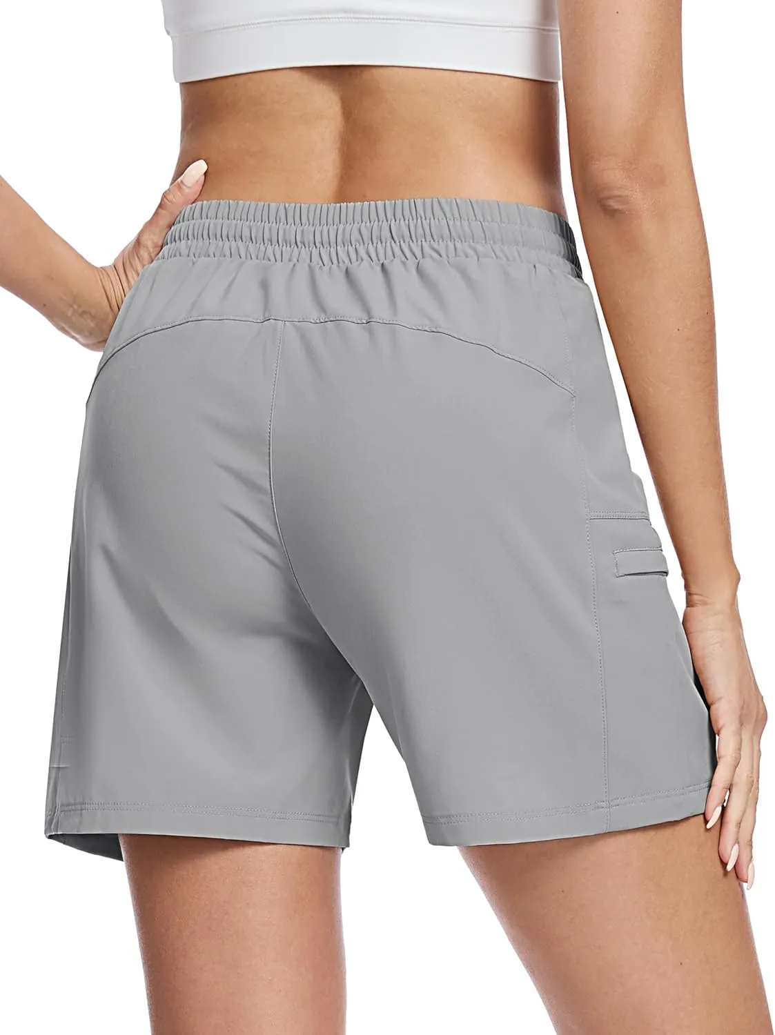 TACVASEN Women's 5" Hiking Cargo Shorts Lightweight Water Resistant Athletic Shorts with Zipper Pockets Golf Summer
