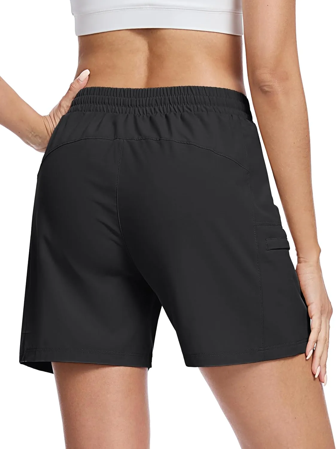 TACVASEN Women's 5" Hiking Cargo Shorts Lightweight Water Resistant Athletic Shorts with Zipper Pockets Golf Summer