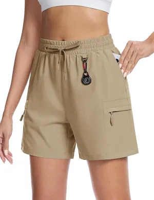TACVASEN Women's 5" Hiking Cargo Shorts Lightweight Water Resistant Athletic Shorts with Zipper Pockets Golf Summer