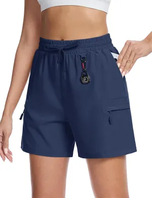TACVASEN Women's 5" Hiking Cargo Shorts Lightweight Water Resistant Athletic Shorts with Zipper Pockets Golf Summer