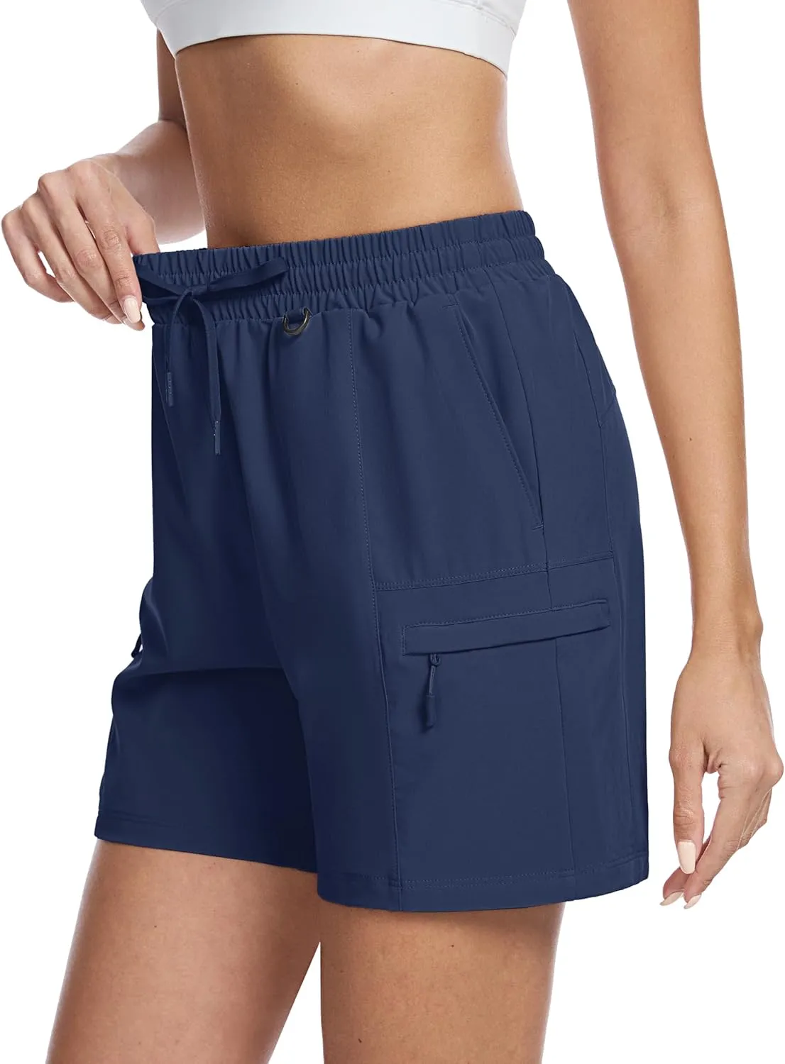 TACVASEN Women's 5" Hiking Cargo Shorts Lightweight Water Resistant Athletic Shorts with Zipper Pockets Golf Summer