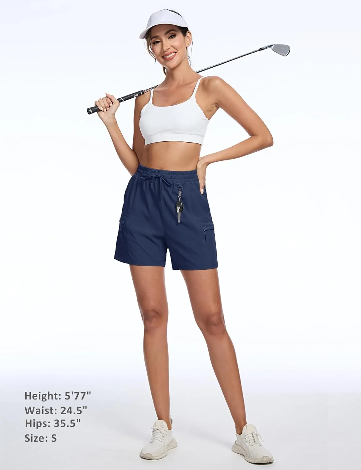 TACVASEN Women's 5" Hiking Cargo Shorts Lightweight Water Resistant Athletic Shorts with Zipper Pockets Golf Summer