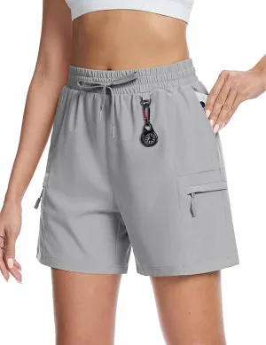 TACVASEN Women's 5" Hiking Cargo Shorts Lightweight Water Resistant Athletic Shorts with Zipper Pockets Golf Summer