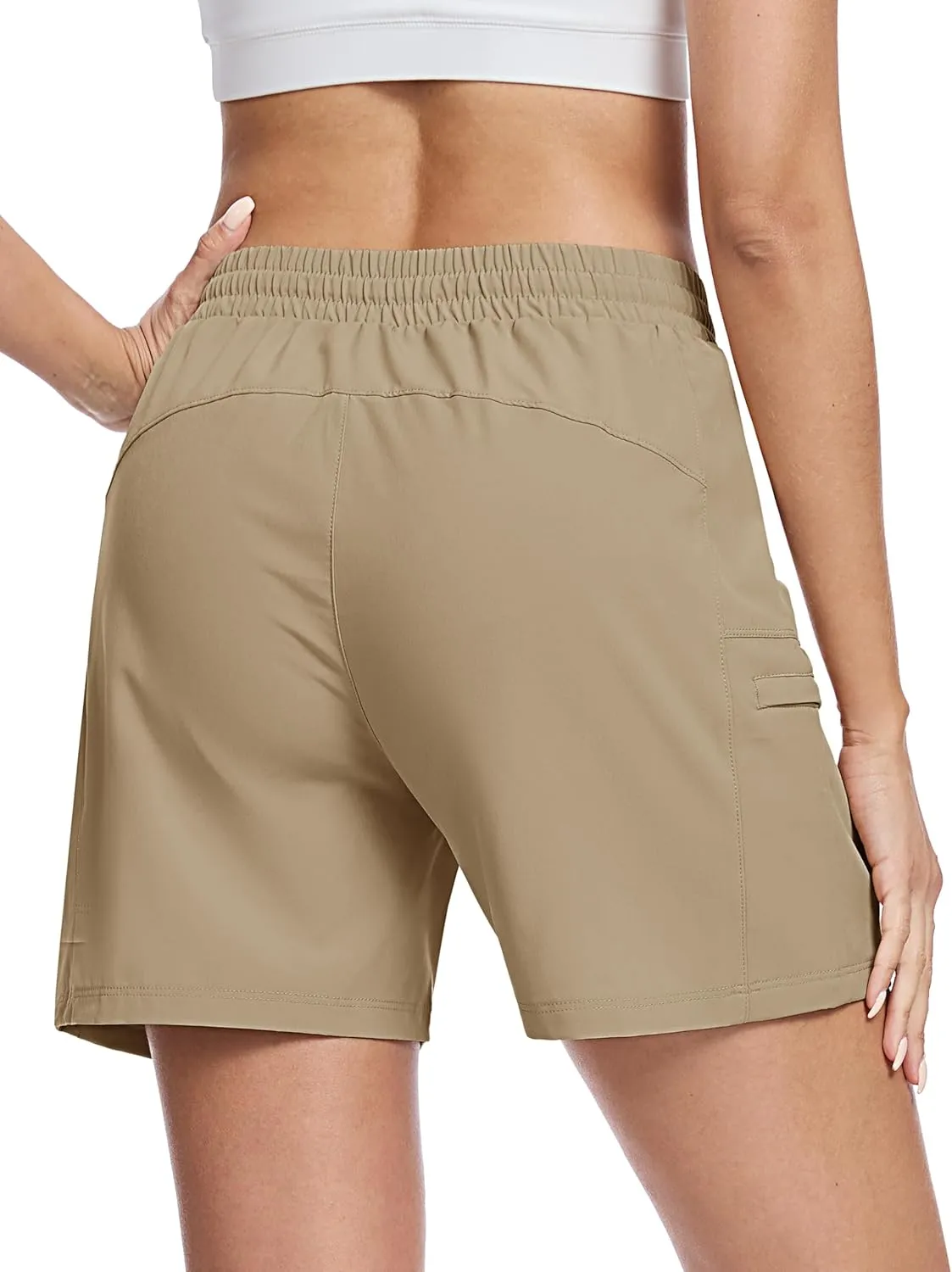 TACVASEN Women's 5" Hiking Cargo Shorts Lightweight Water Resistant Athletic Shorts with Zipper Pockets Golf Summer