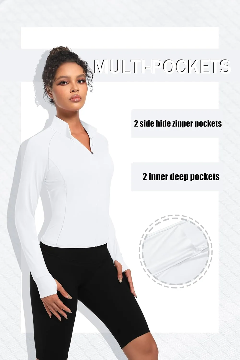TACVASEN Women's Athletic Zip Up Jacket Long Sleeve Workout Tops for Women UV Protection Golf Outfits