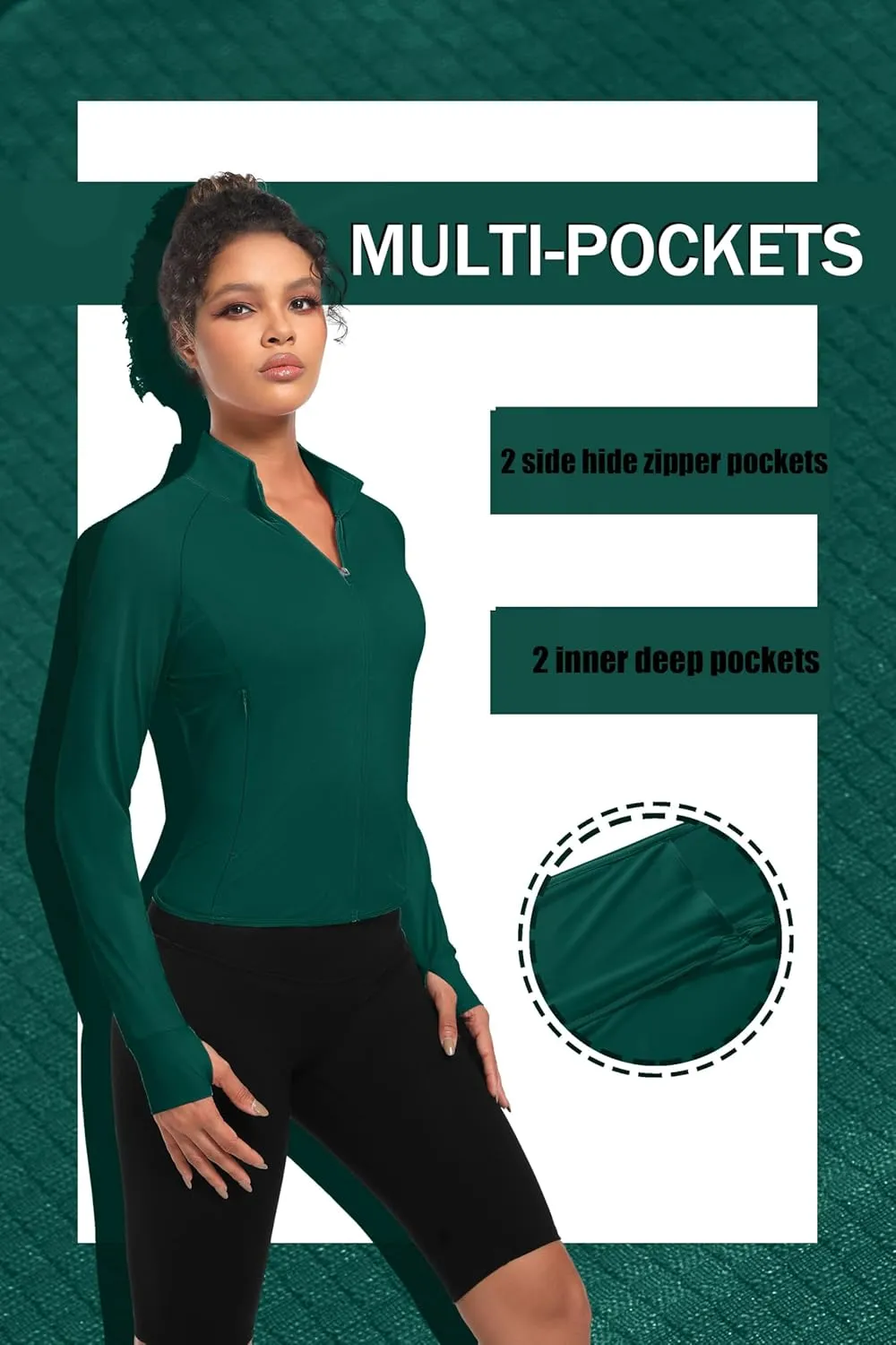 TACVASEN Women's Athletic Zip Up Jacket Long Sleeve Workout Tops for Women UV Protection Golf Outfits