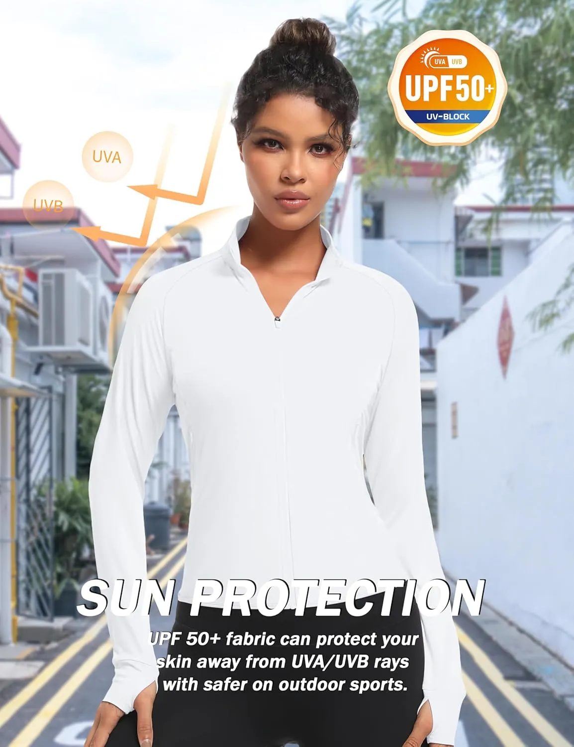 TACVASEN Women's Athletic Zip Up Jacket Long Sleeve Workout Tops for Women UV Protection Golf Outfits