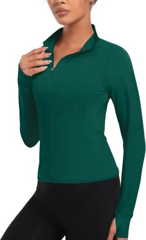 TACVASEN Women's Athletic Zip Up Jacket Long Sleeve Workout Tops for Women UV Protection Golf Outfits