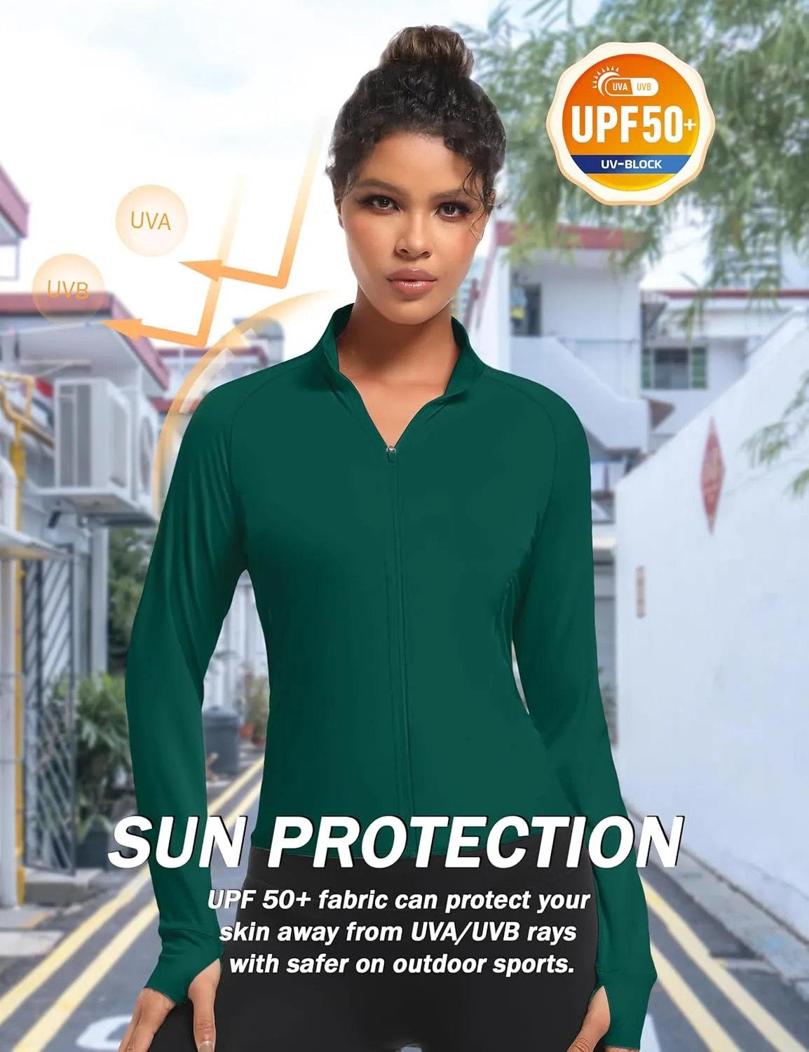 TACVASEN Women's Athletic Zip Up Jacket Long Sleeve Workout Tops for Women UV Protection Golf Outfits