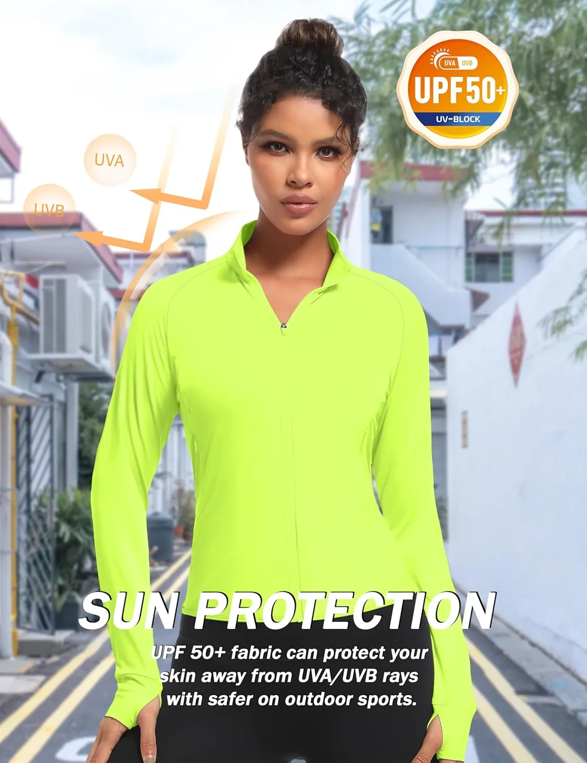 TACVASEN Women's Athletic Zip Up Jacket Long Sleeve Workout Tops for Women UV Protection Golf Outfits