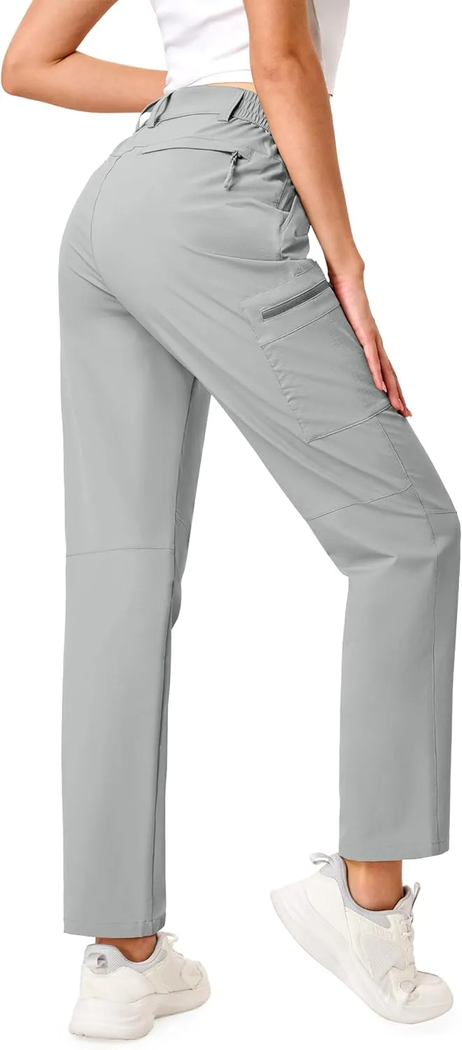 TACVASEN Women's Hiking Cargo Pants Lightweight Water Resistant Quick Dry Outdoor Work Mountain Trouser Zipper Pockets