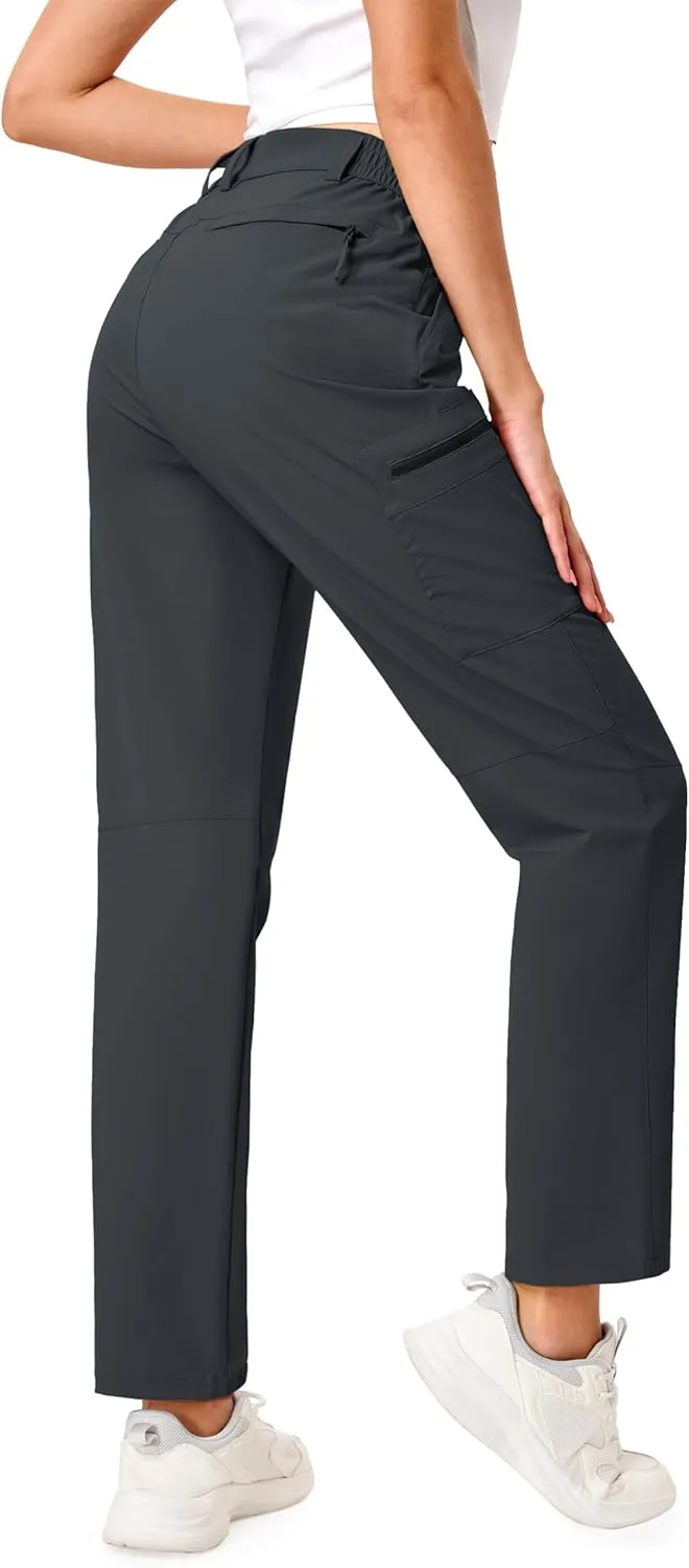 TACVASEN Women's Hiking Cargo Pants Lightweight Water Resistant Quick Dry Outdoor Work Mountain Trouser Zipper Pockets