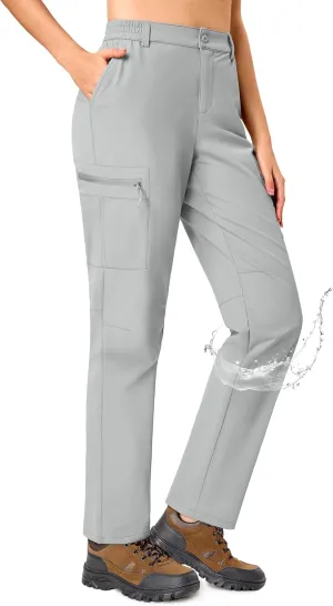 TACVASEN Women's Hiking Cargo Pants Lightweight Water Resistant Quick Dry Outdoor Work Mountain Trouser Zipper Pockets
